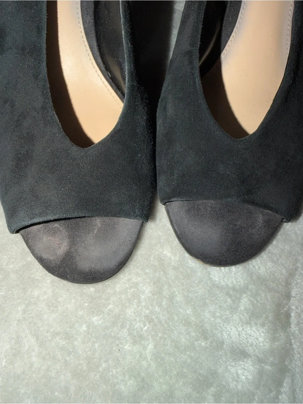 Vince Camuto Black Suede Paelinna Slingback Peep Toe Cone Heels Size 9